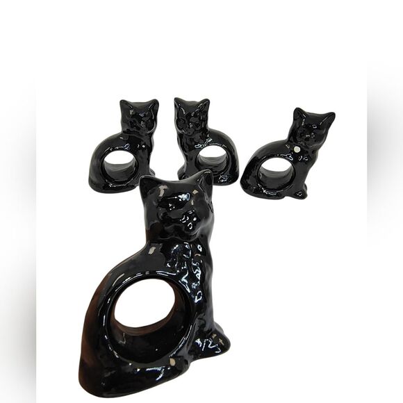 Black Cat Napkin Rings RARE - Picture 10 of 16